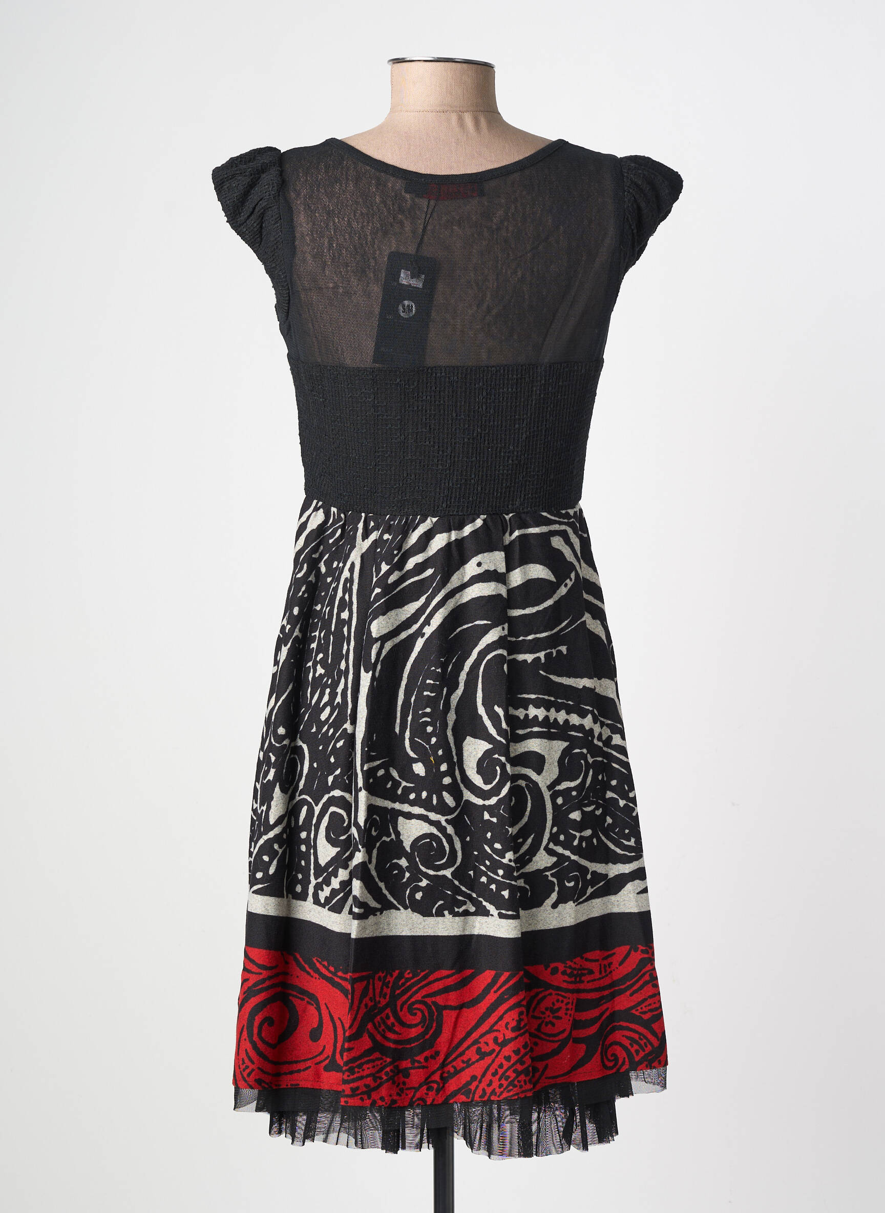 Robe courte manches courtes manches courtes noir LULU.H femme