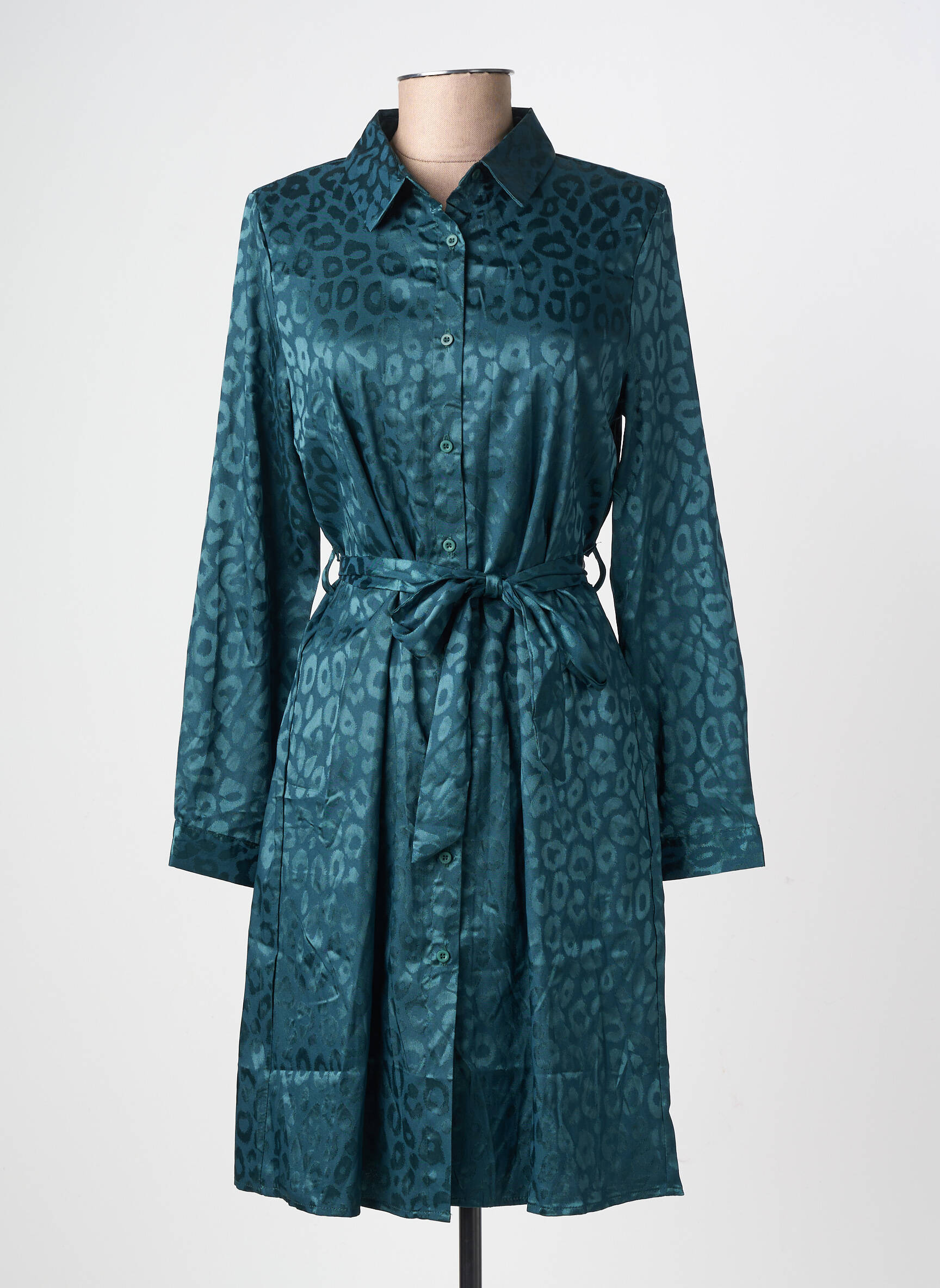 Robe courte manches longues manches longues vert LILIE ROSE femme