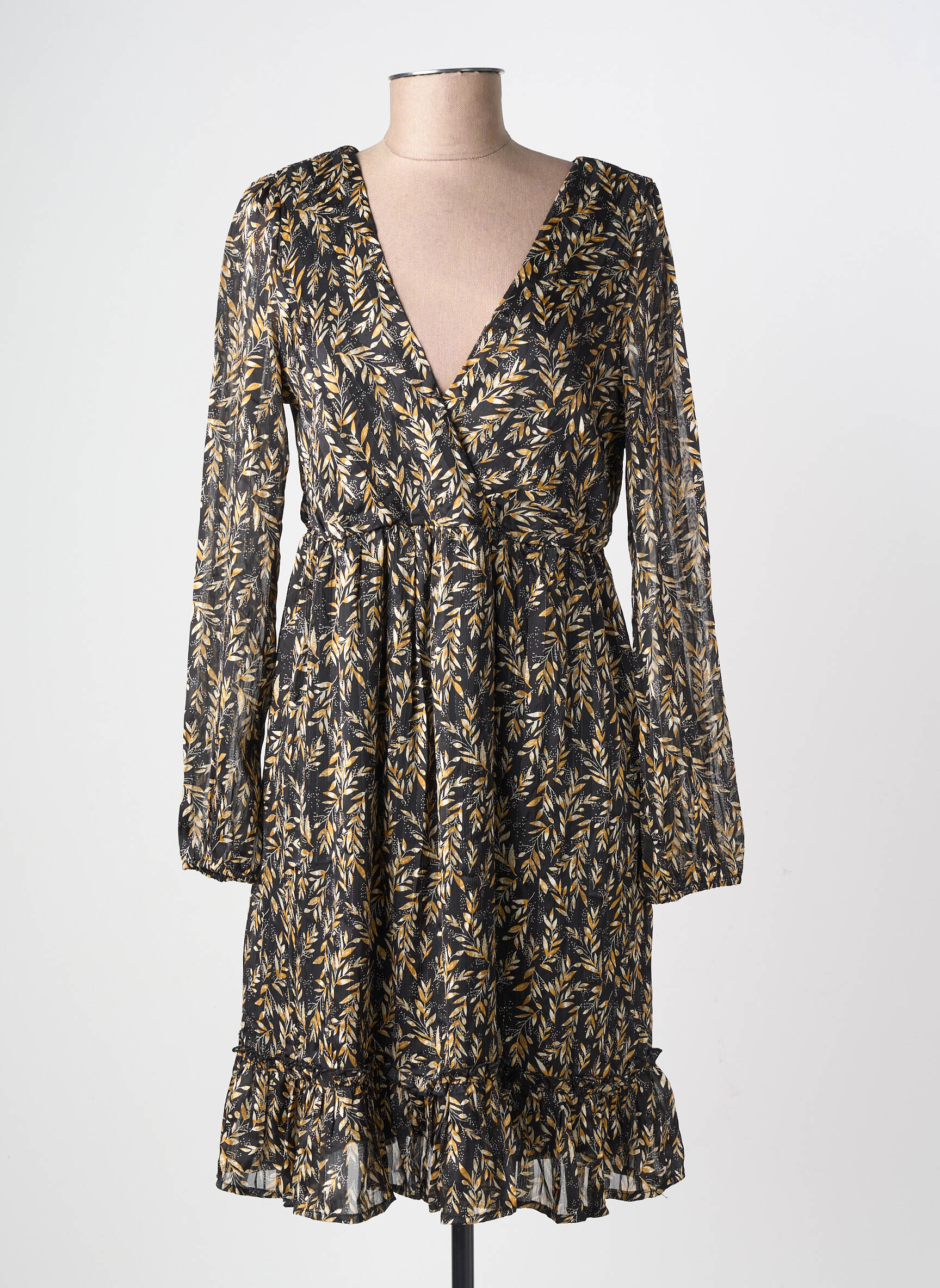 Robe courte manches longues manches longues noir LILI REGLISS femme