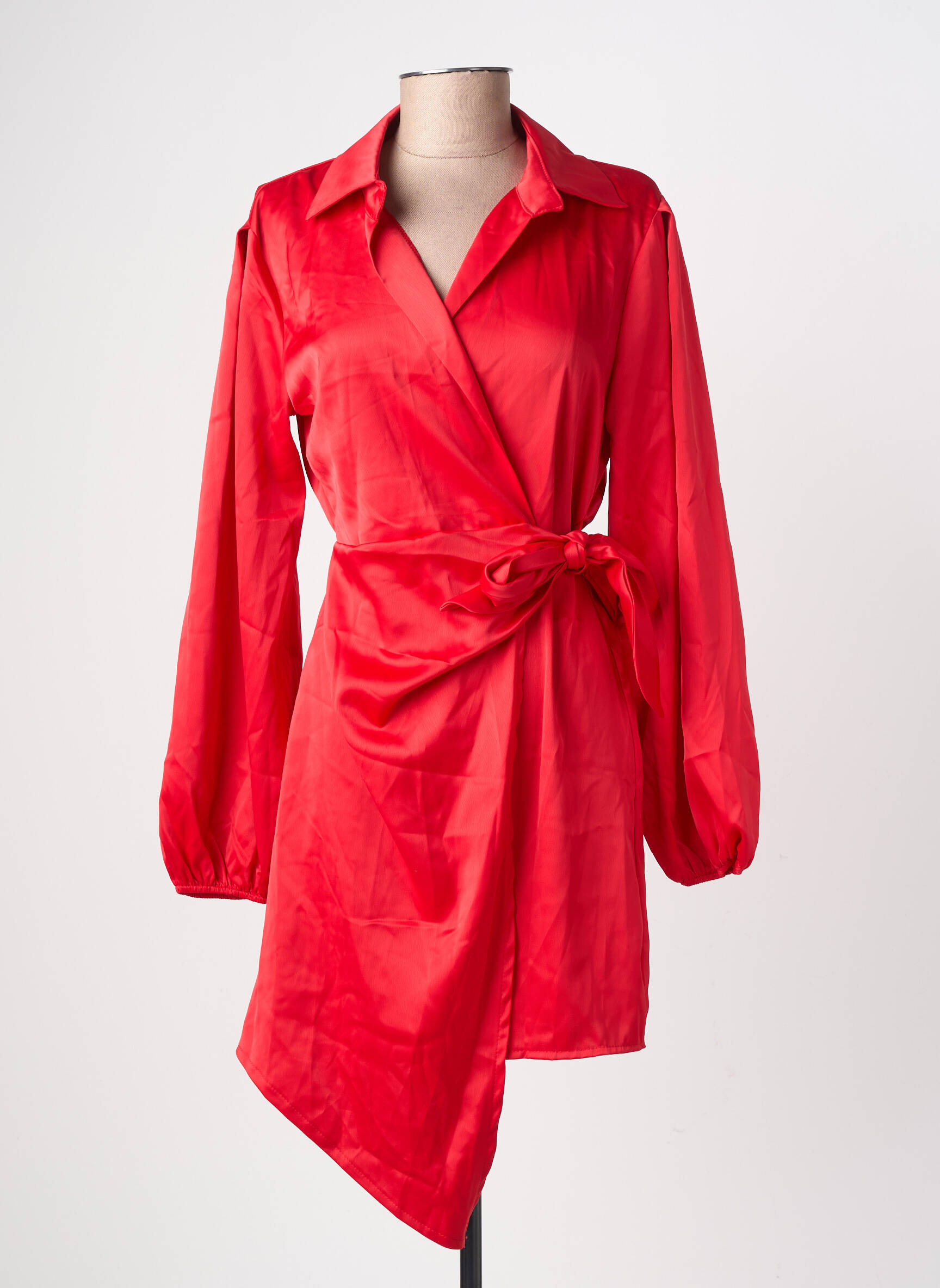 Robe courte manches longues manches longues rouge LORIANE femme