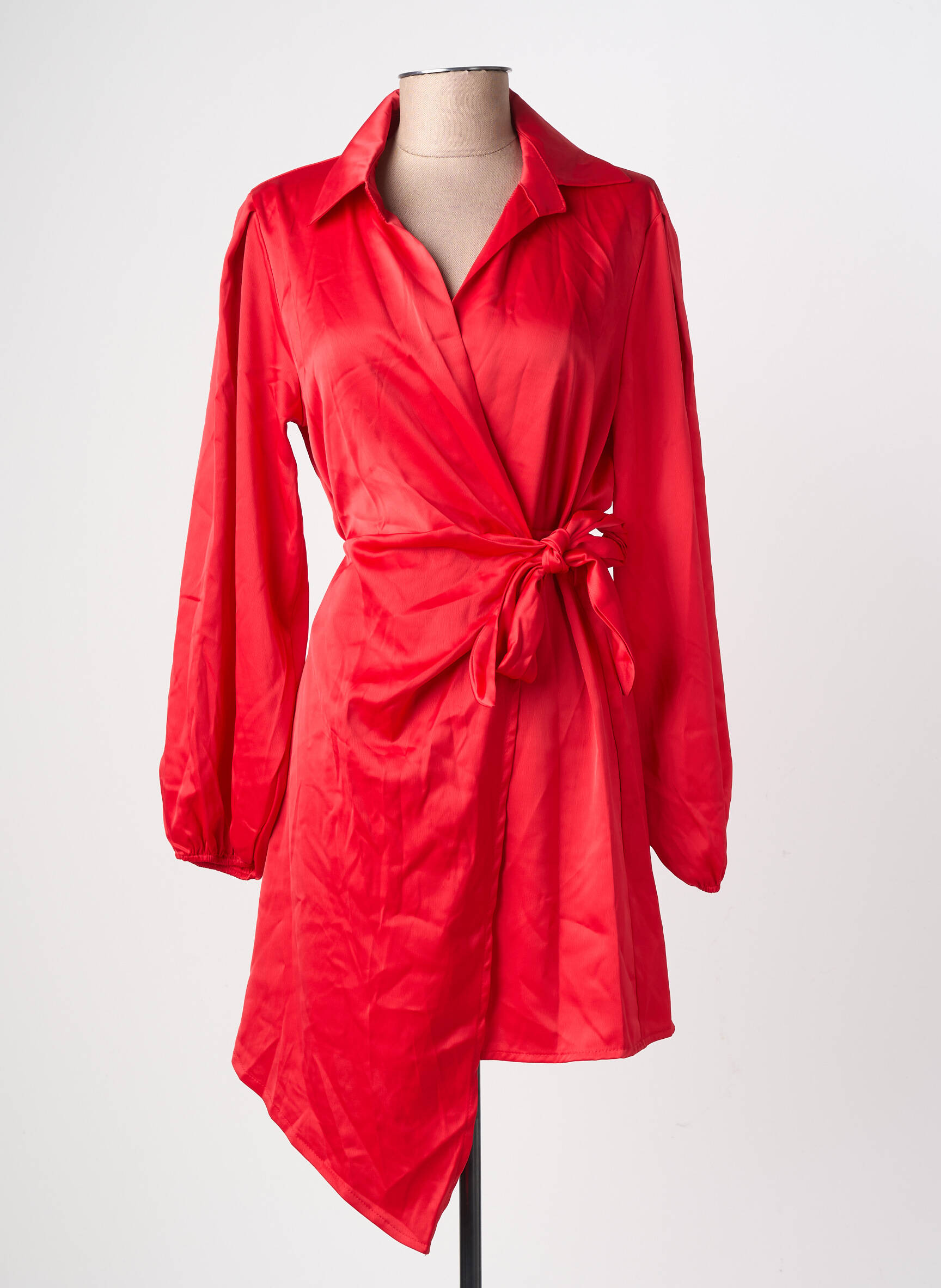 Robe courte manches longues manches longues rouge LORIANE femme