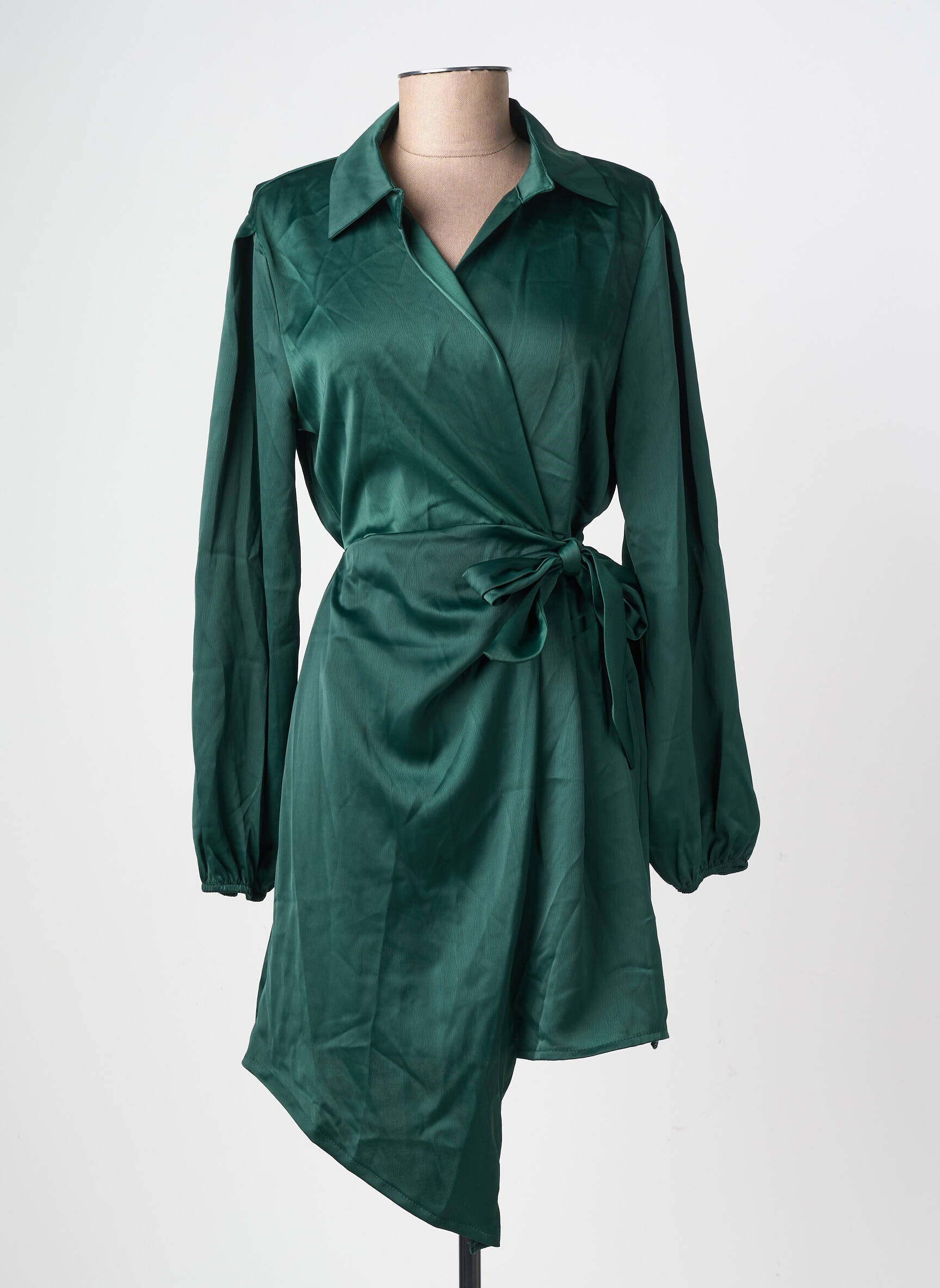 Robe courte manches longues manches longues vert LORIANE femme