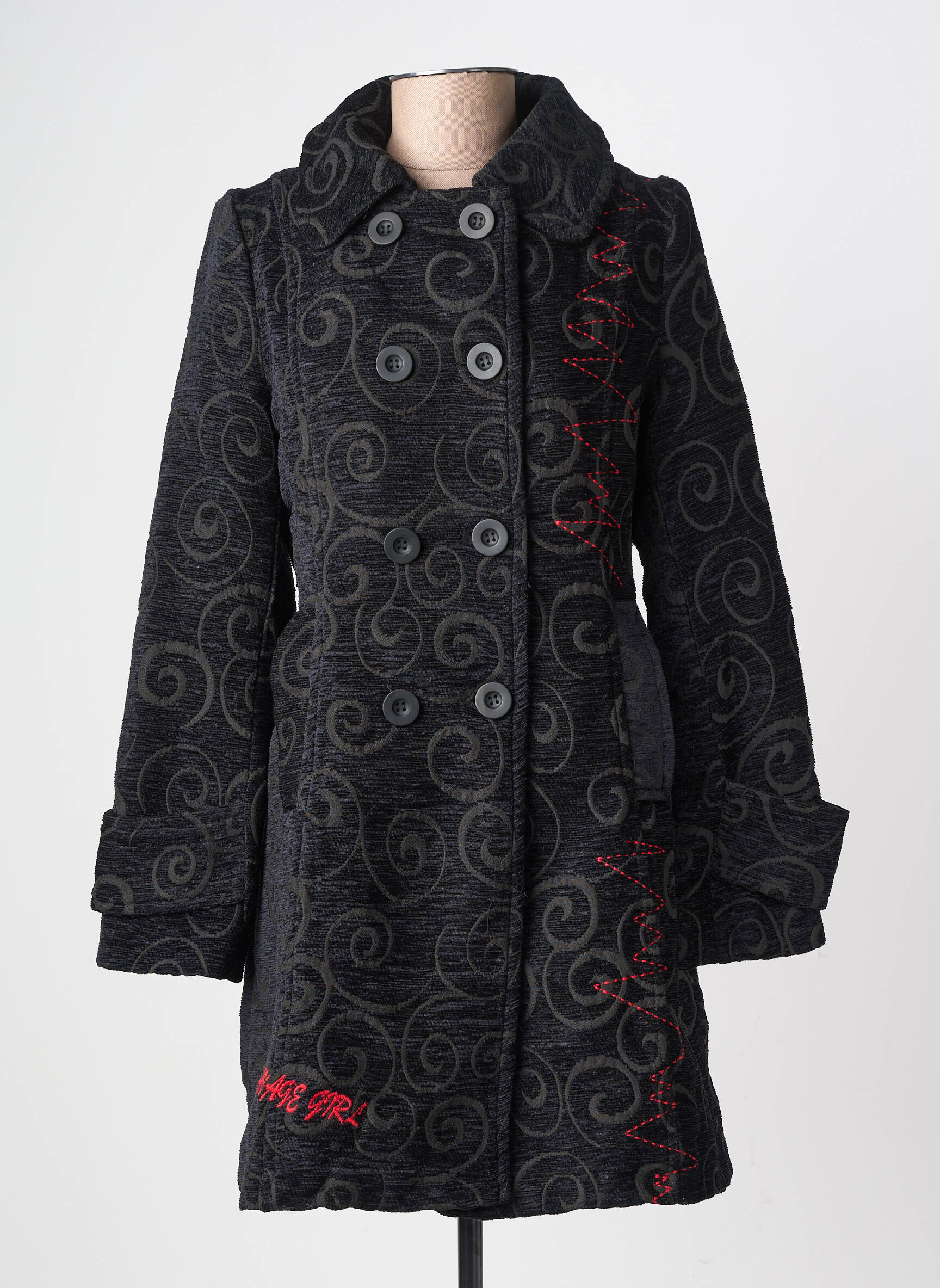 Manteau long coupe cintrée sans capuche noir LULU.H femme