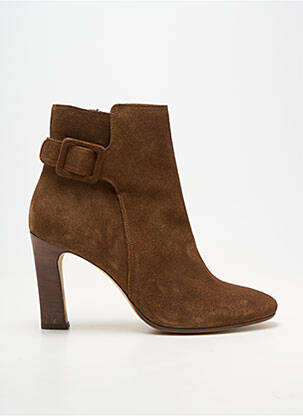 Bottines/boots matière lisse talon de 7 à 9cm marron RIVECOUR femme