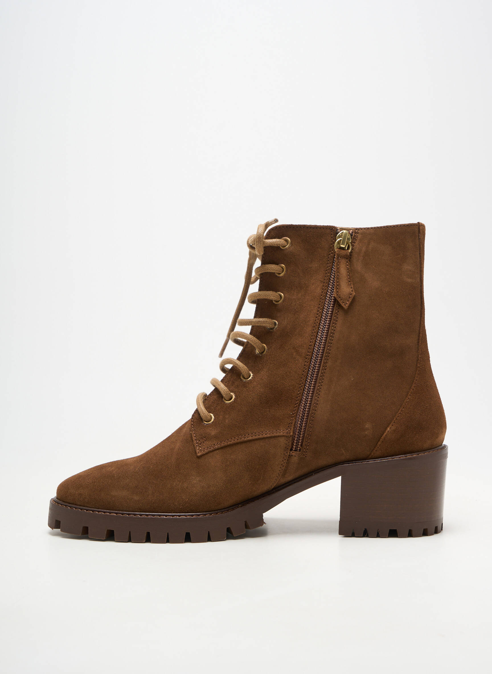 Bottines/boots fermeture zip et lacets talon de 4 à 6cm marron RIVECOUR femme