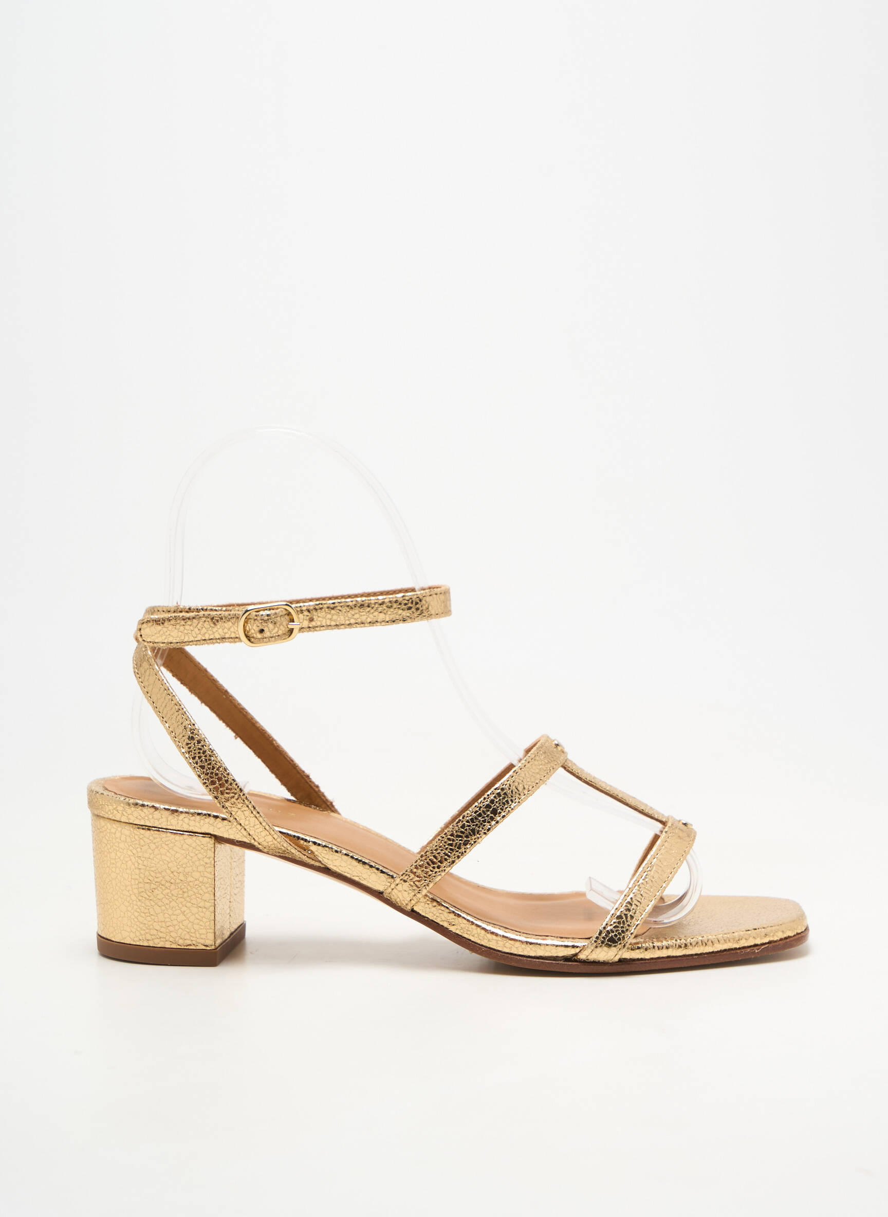 Sandales/nu pieds matière lisse talon de 4 à 6cm or RIVECOUR femme