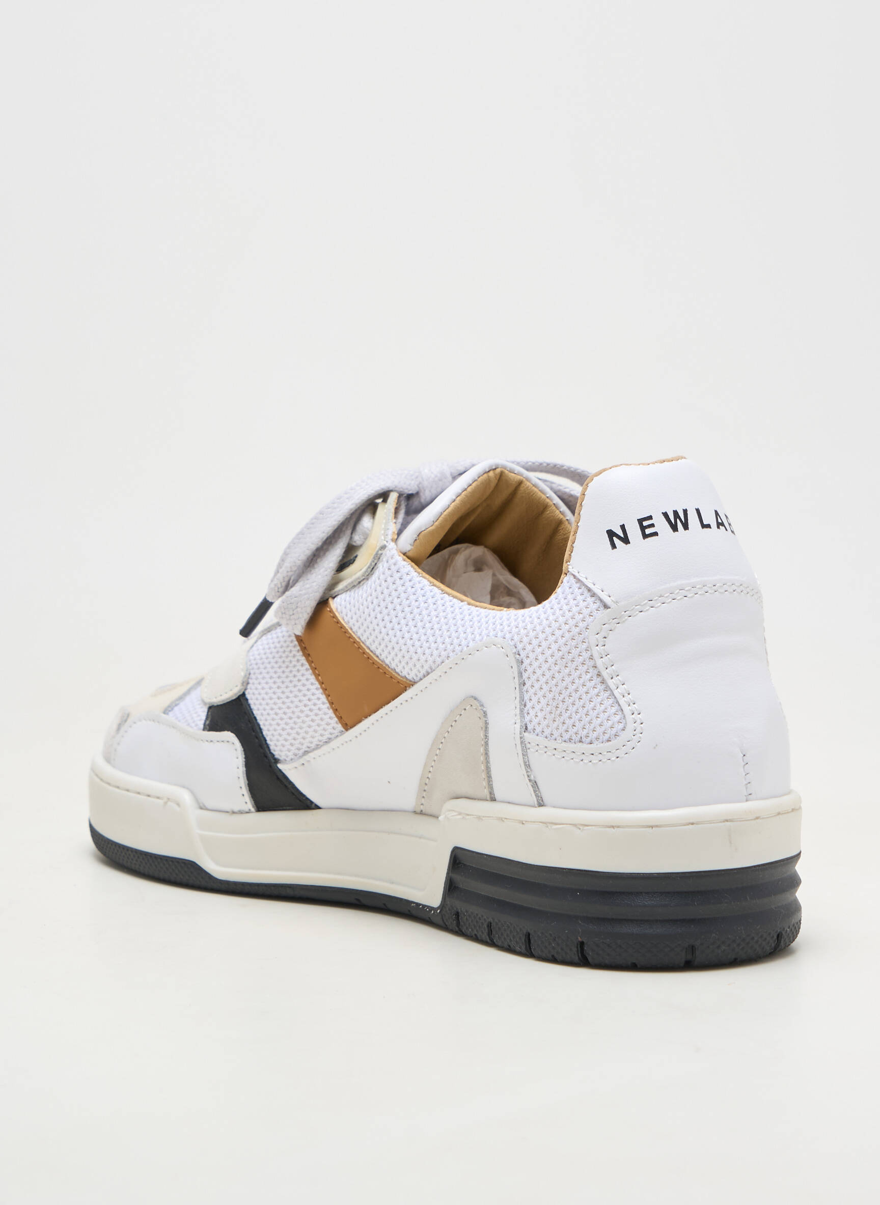 Baskets matière lisse talon plat jusqu'à 3cm blanc NEWLAB femme