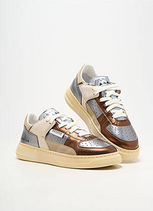 Baskets matière lisse talon plat jusqu'à 3cm gris RUN OF femme