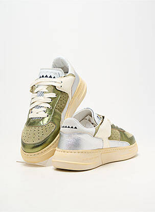 Baskets matière lisse talon plat jusqu'à 3cm vert RUN OF femme