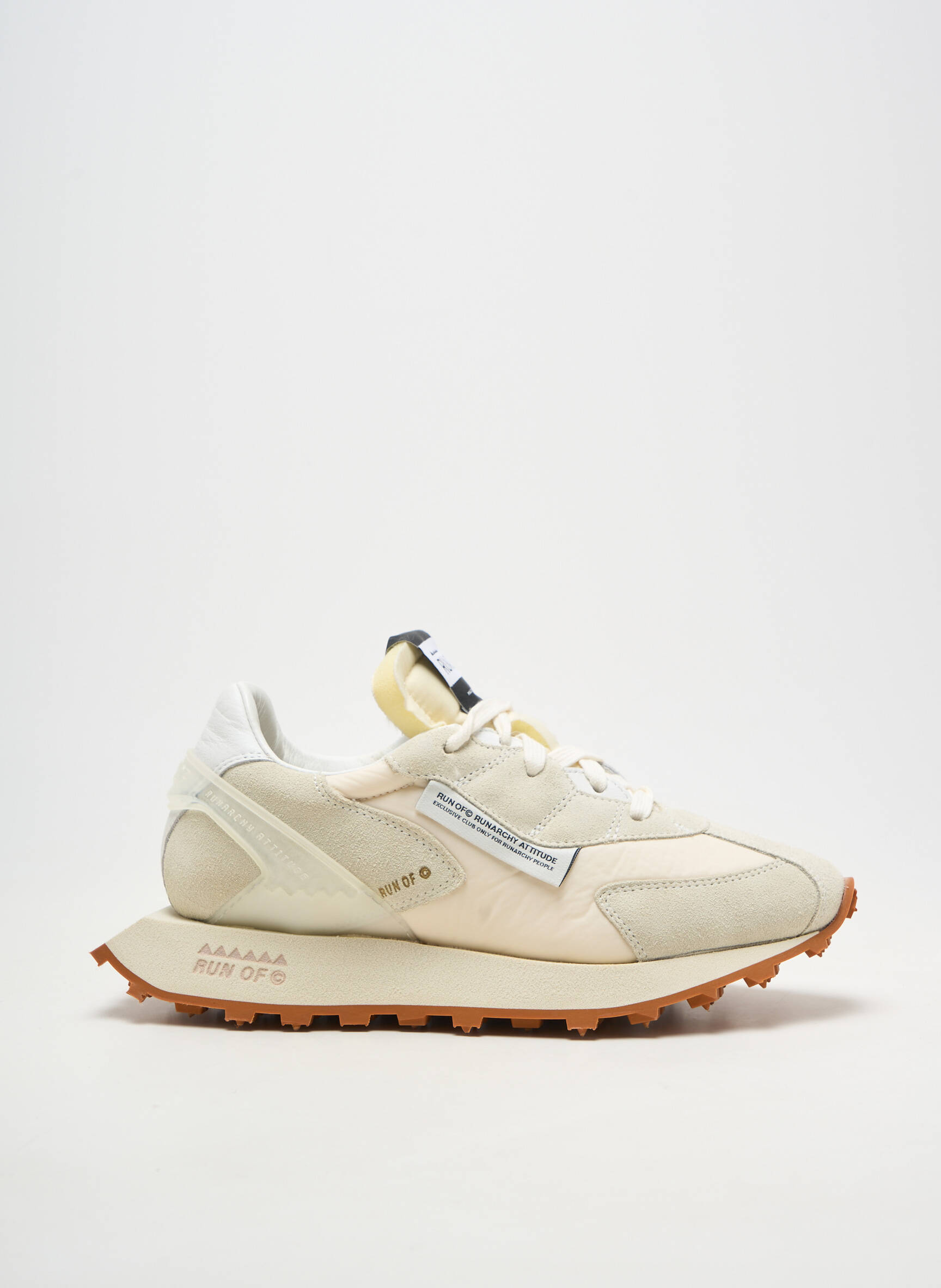 Baskets bout rond talon plat jusqu'à 3cm blanc RUN OF femme
