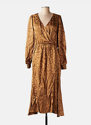 Robe longue manches longues manches longues marron ROSEANNA femme