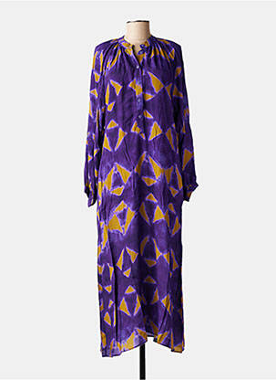 Robe longue imprimé fantaisie manches longues violet HOD femme