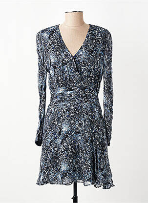 Robe courte manches longues manches longues bleu BERENICE femme
