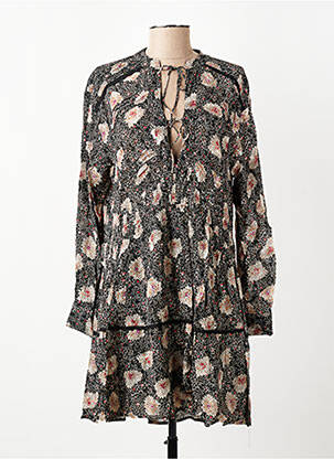 Robe courte coupe évasée manches longues noir BERENICE femme