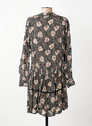 Robe courte coupe évasée manches longues noir BERENICE femme