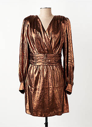 Robe courte manches longues manches longues marron OPULLENCE femme
