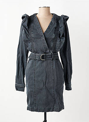 Robe courte fermeture zippée au dos manches longues gris BERENICE femme