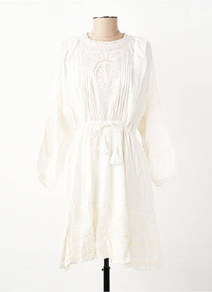 Robe mi-longue manches longues manches longues blanc BERENICE femme