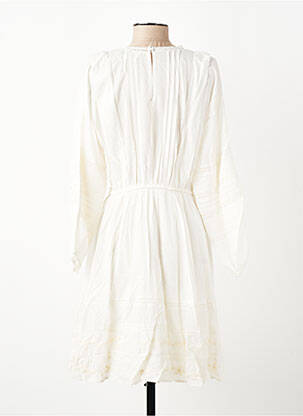 Robe mi-longue manches longues manches longues blanc BERENICE femme