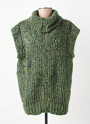 Pull coupe droite manches courtes vert HOD femme