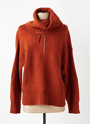 Pull col roulé coupe droite manches longues orange BERENICE femme