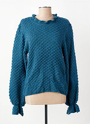 Pull coupe cintrée manches longues bleu BERENICE femme