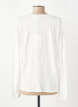 T-shirt sérigraphie floquée manches longues blanc FIVE femme