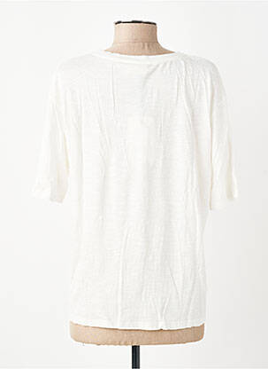 T-shirt sérigraphie floquée manches courtes blanc FIVE femme