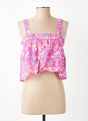 Top imprimé fantaisie sans manche rose BERENICE femme