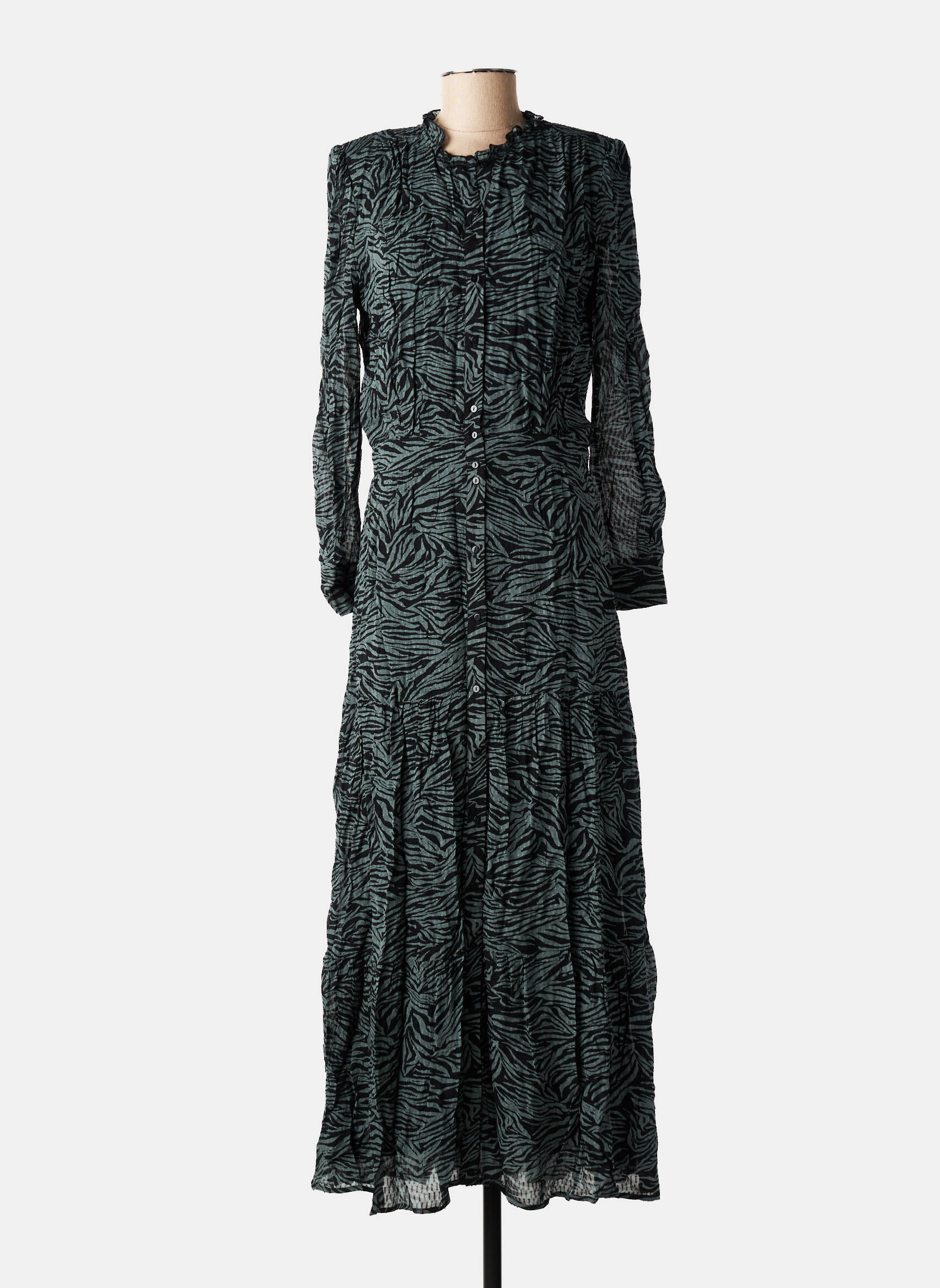 Robe longue manches longues manches longues noir BERENICE femme