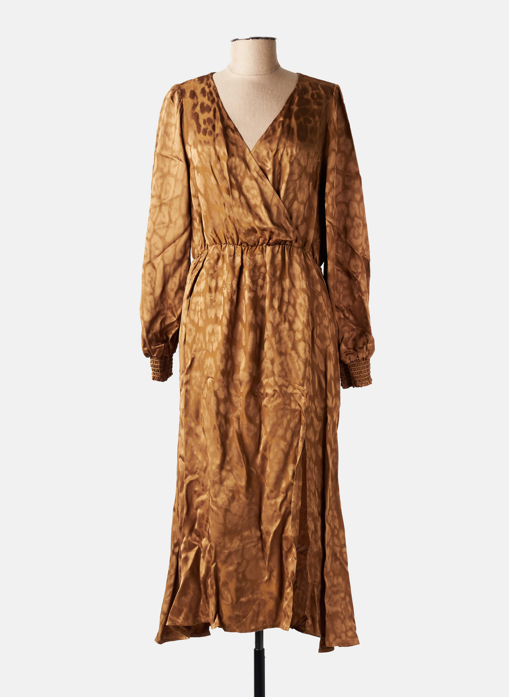 Robe longue manches longues manches longues marron ROSEANNA femme