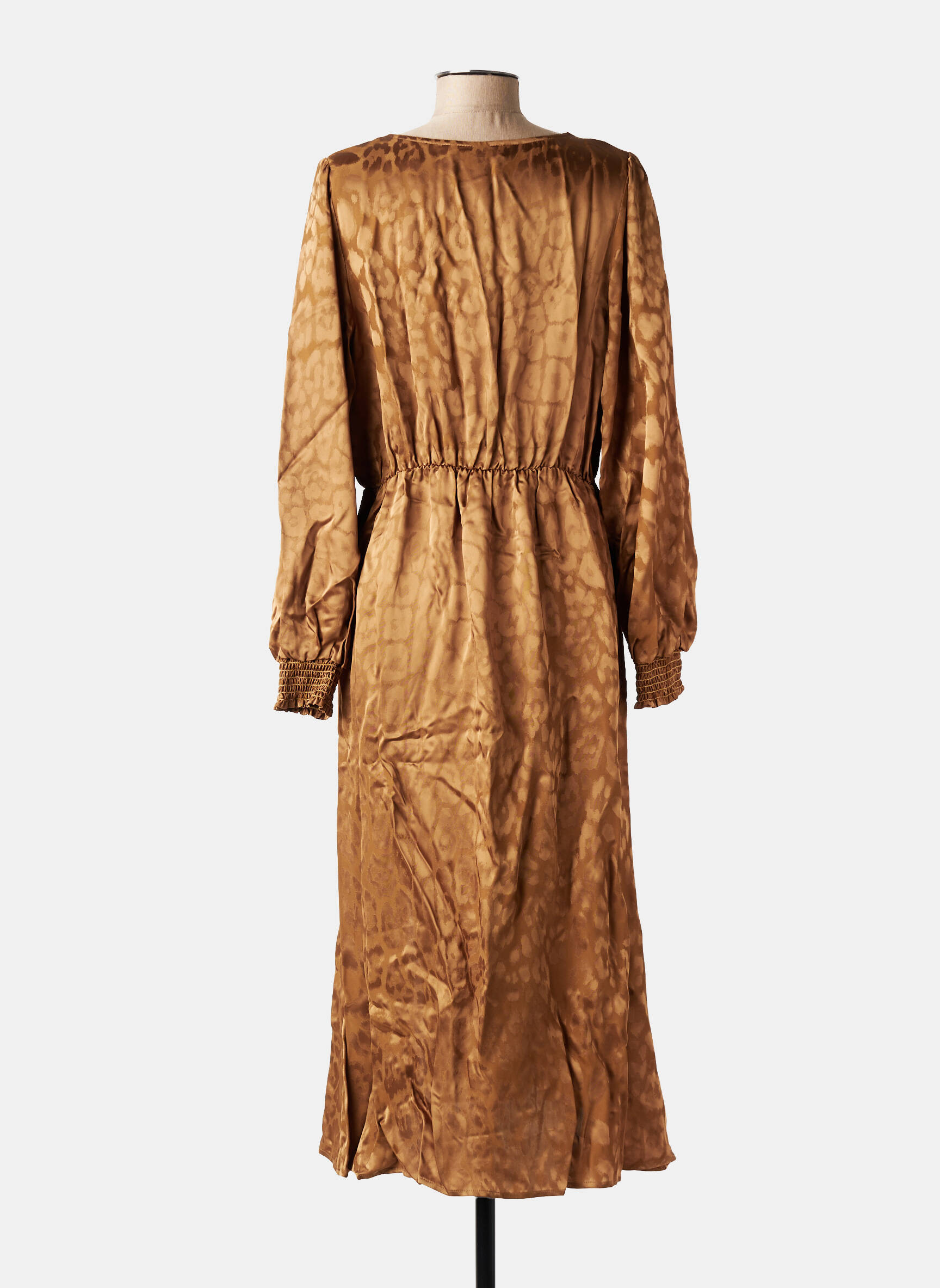 Robe longue manches longues manches longues marron ROSEANNA femme