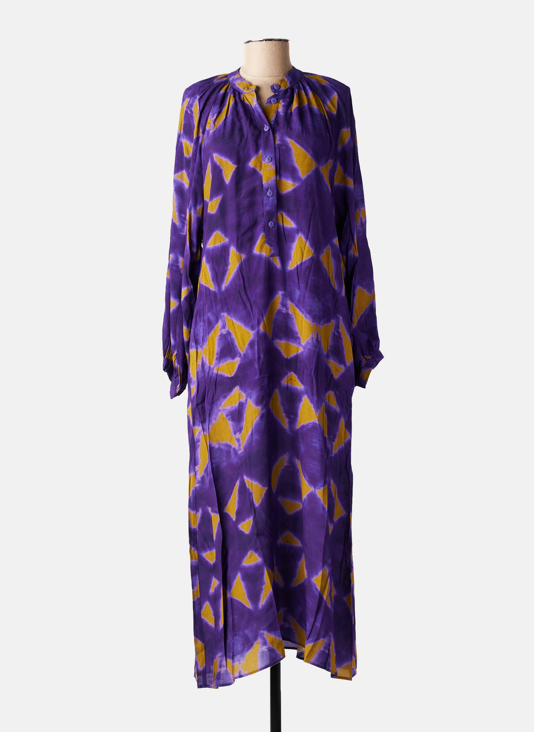 Robe longue imprimé fantaisie manches longues violet HOD femme