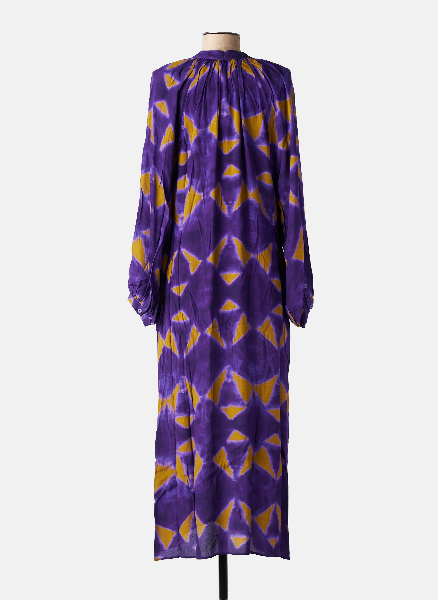 Robe longue imprimé fantaisie manches longues violet HOD femme