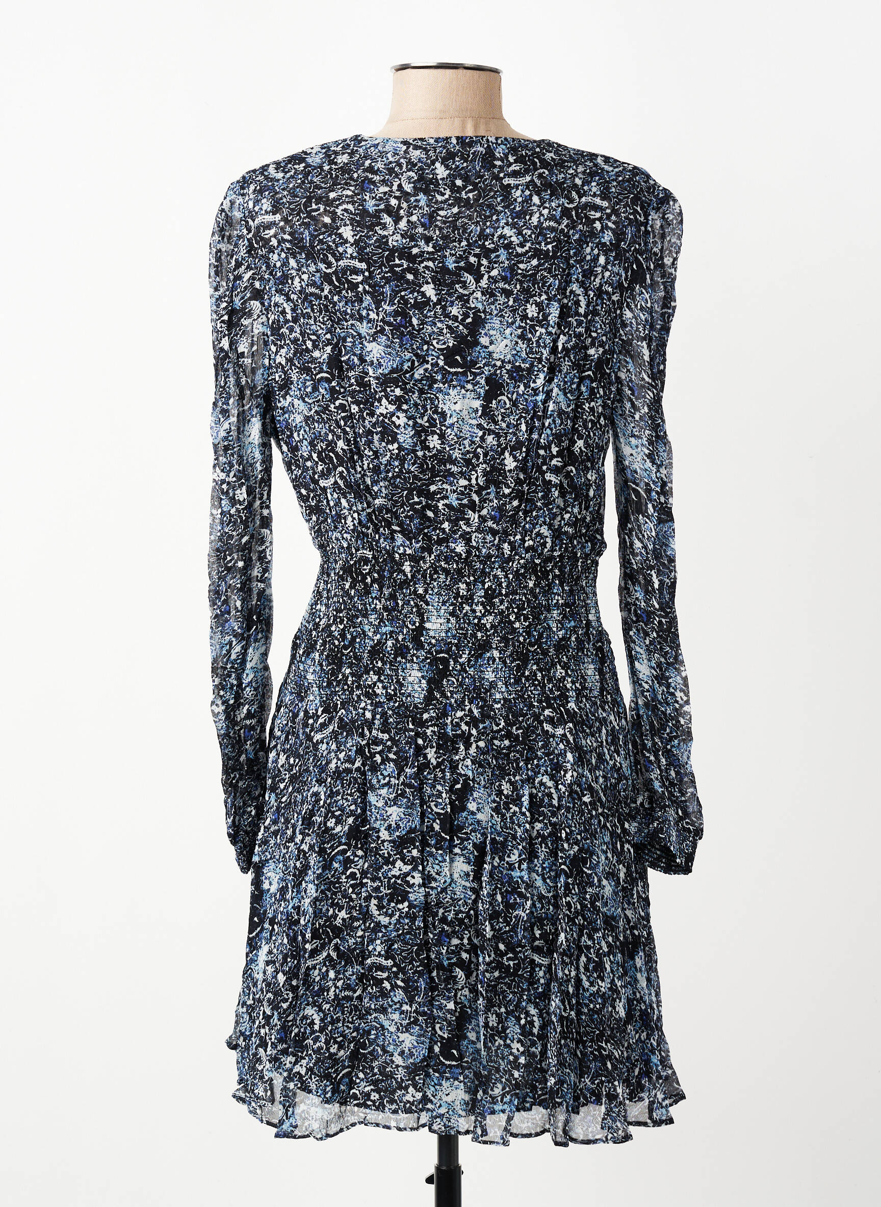 Robe courte manches longues manches longues bleu BERENICE femme