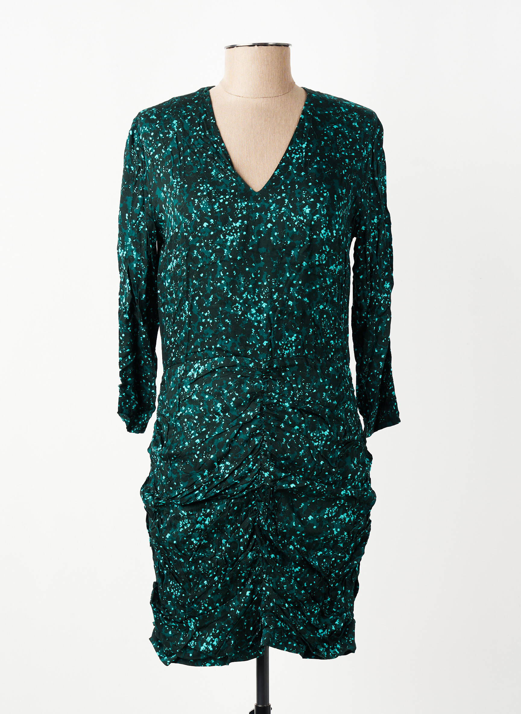 Robe courte fermeture zippée au dos manches longues noir MODETROTTER femme