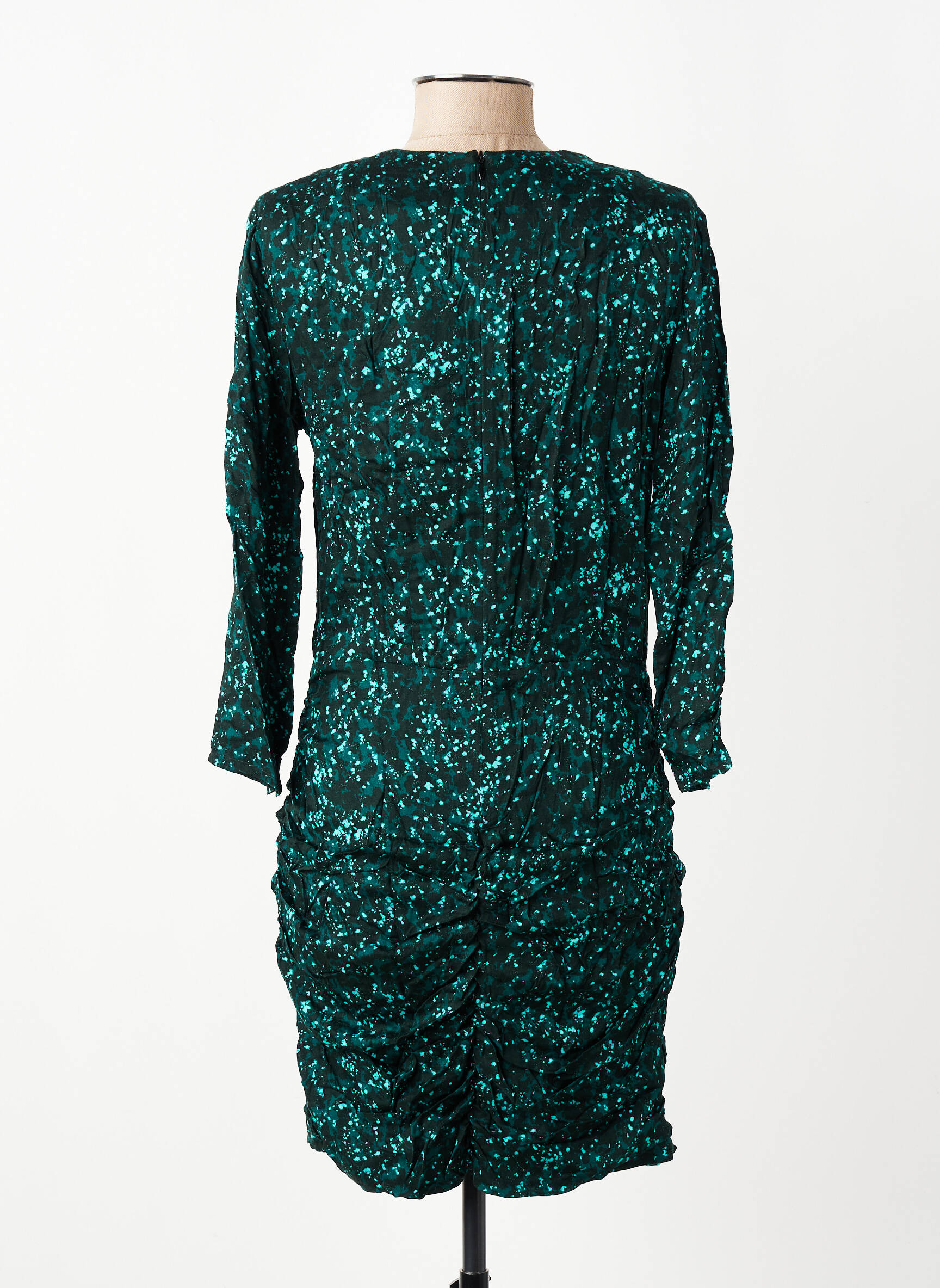 Robe courte fermeture zippée au dos manches longues noir MODETROTTER femme