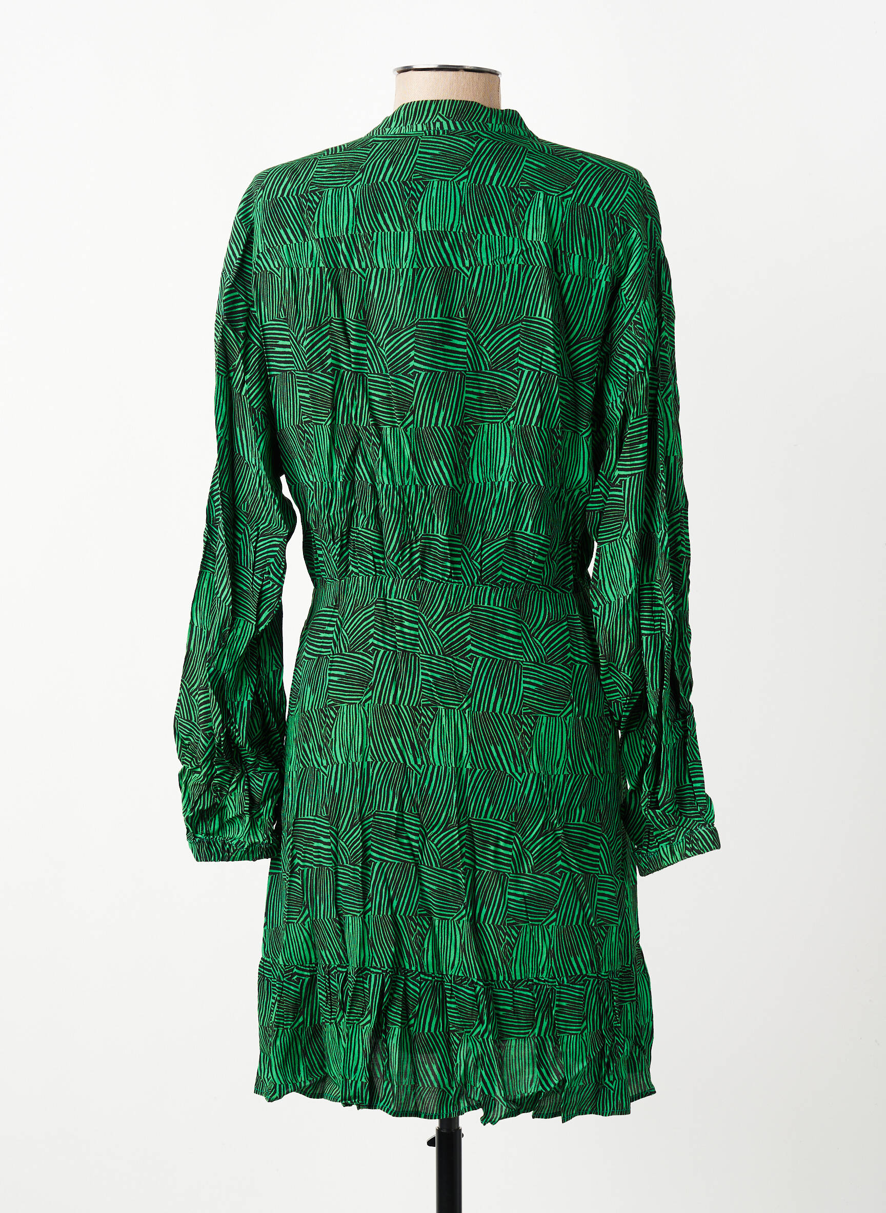 Robe courte manches longues manches longues vert ROSEANNA femme