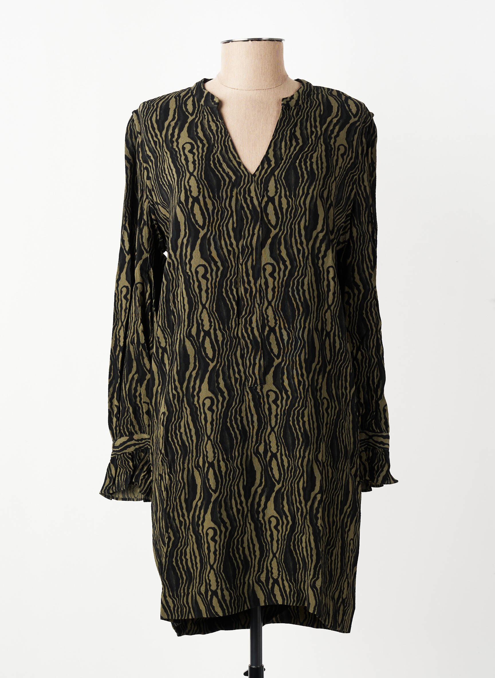 Robe courte manches longues manches longues vert FIVE femme