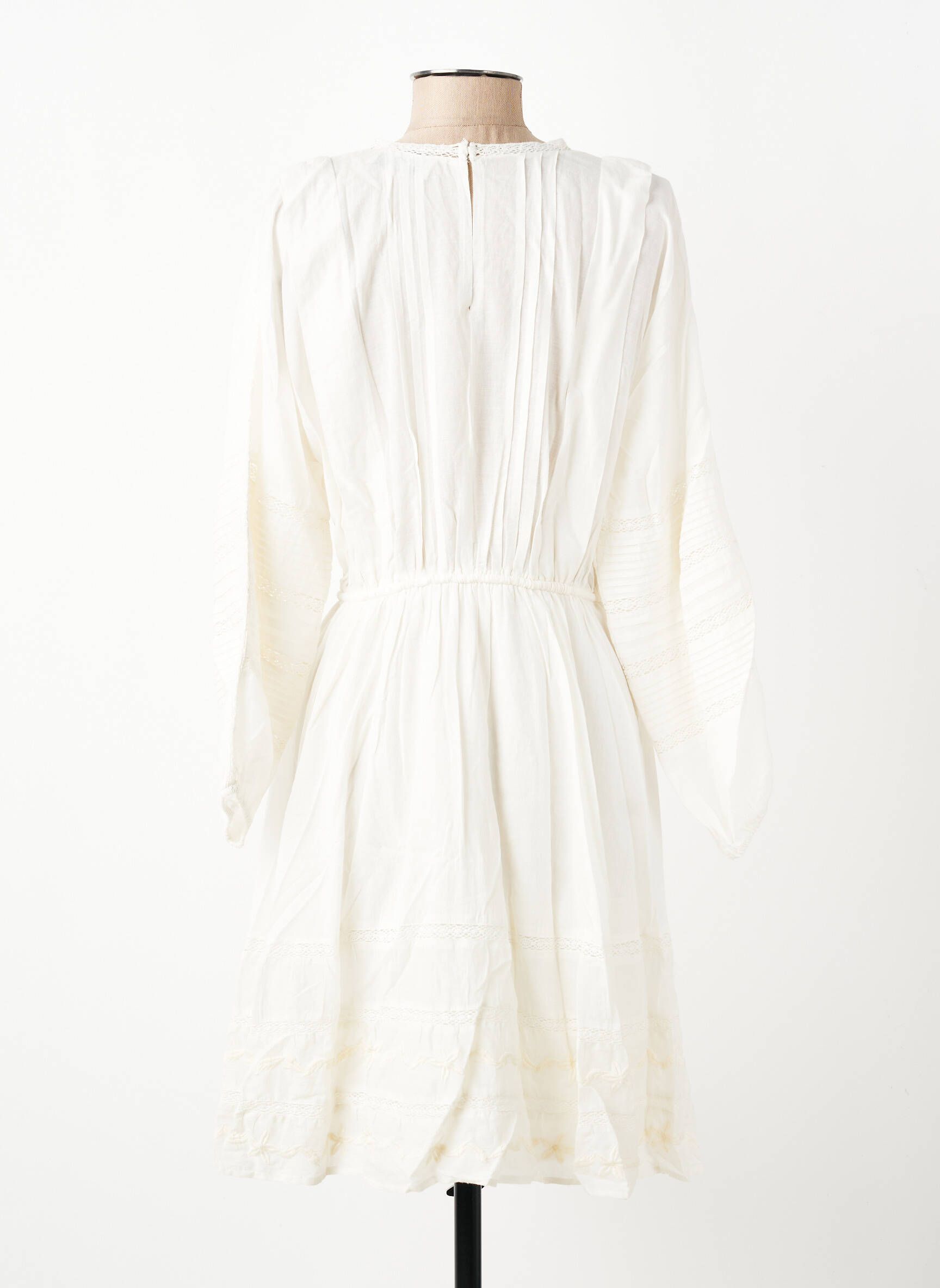 Robe mi-longue manches longues manches longues blanc BERENICE femme