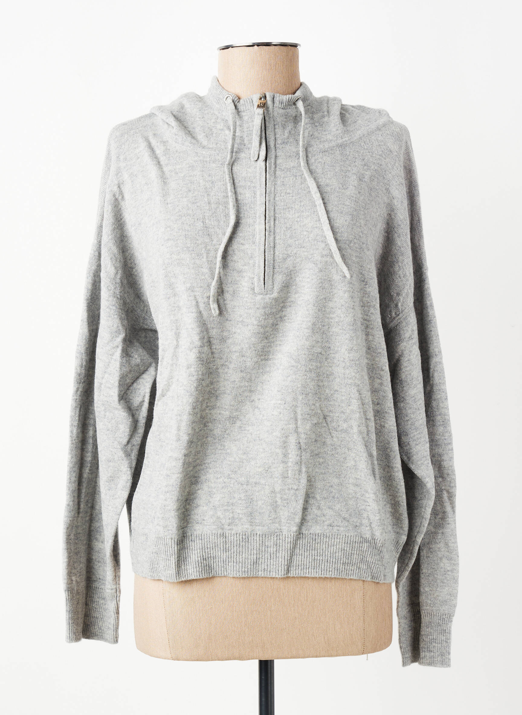 Sweat-shirt à capuche manches longues manches longues gris BERENICE femme