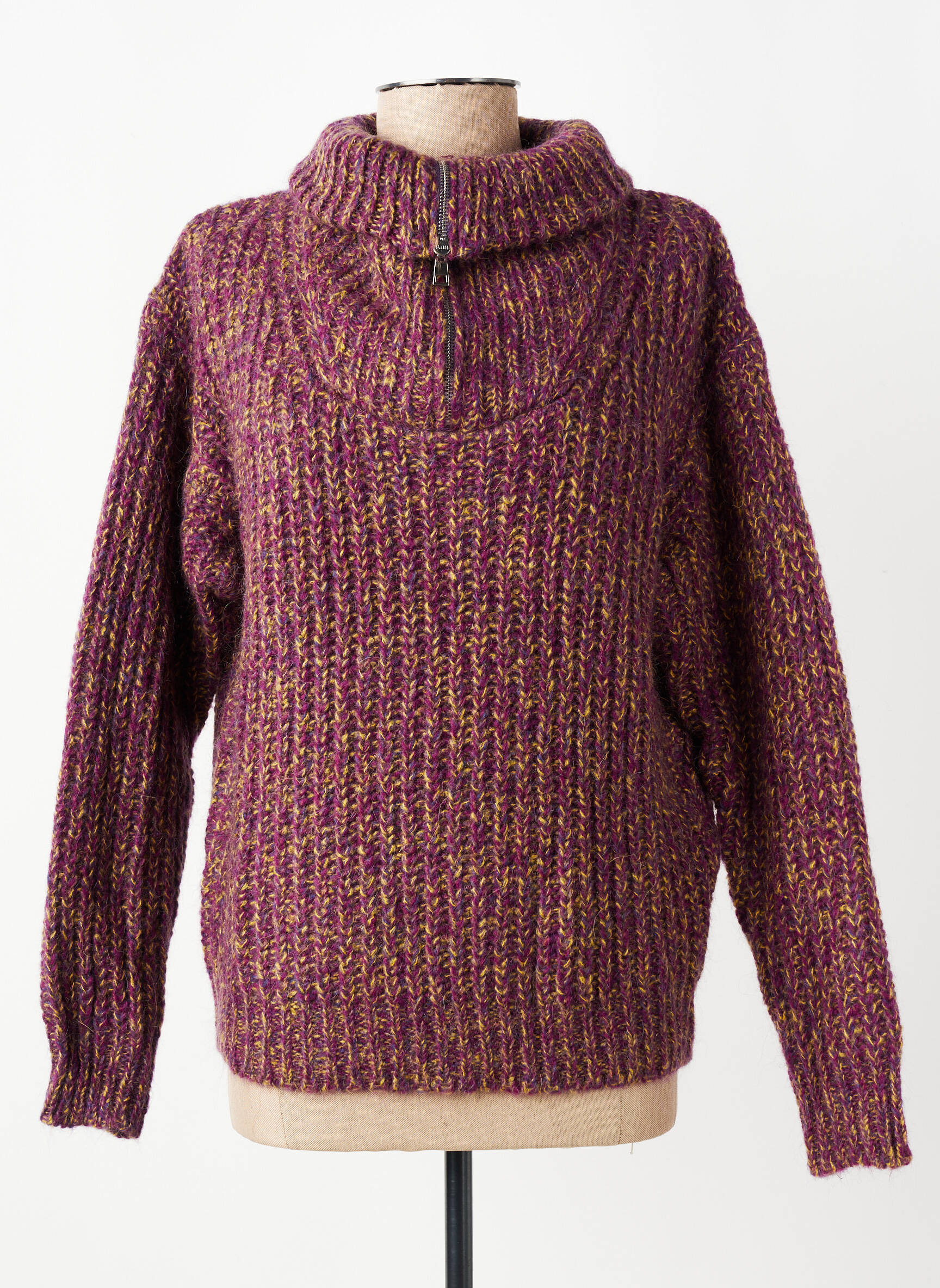 Pull col roulé manches longues manches longues violet HOD femme
