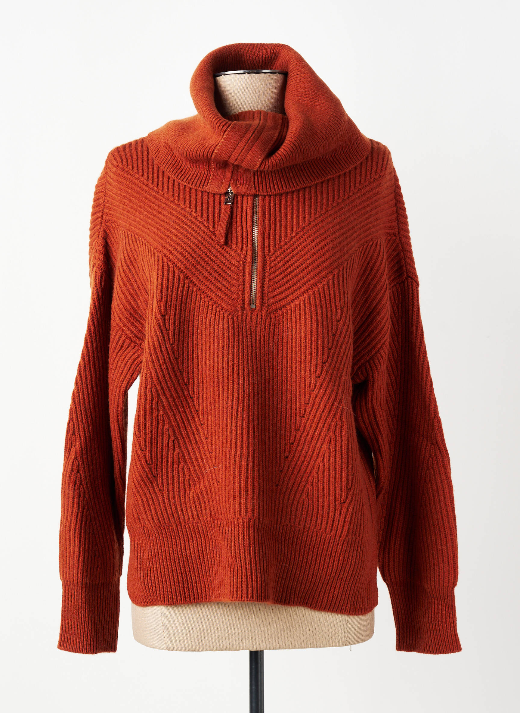 Pull col roulé coupe droite manches longues orange BERENICE femme