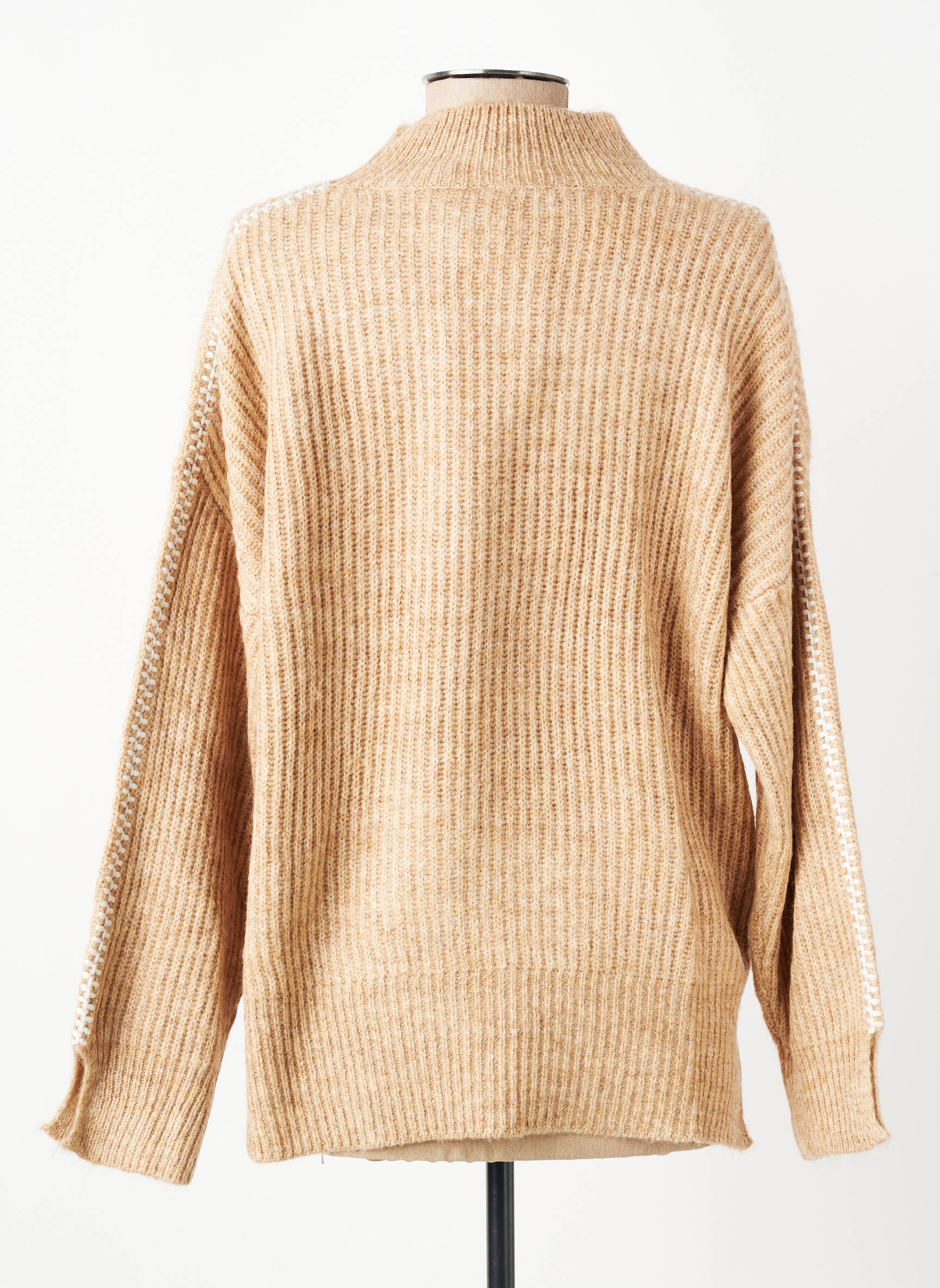 Pull coupe droite manches longues beige FIVE femme