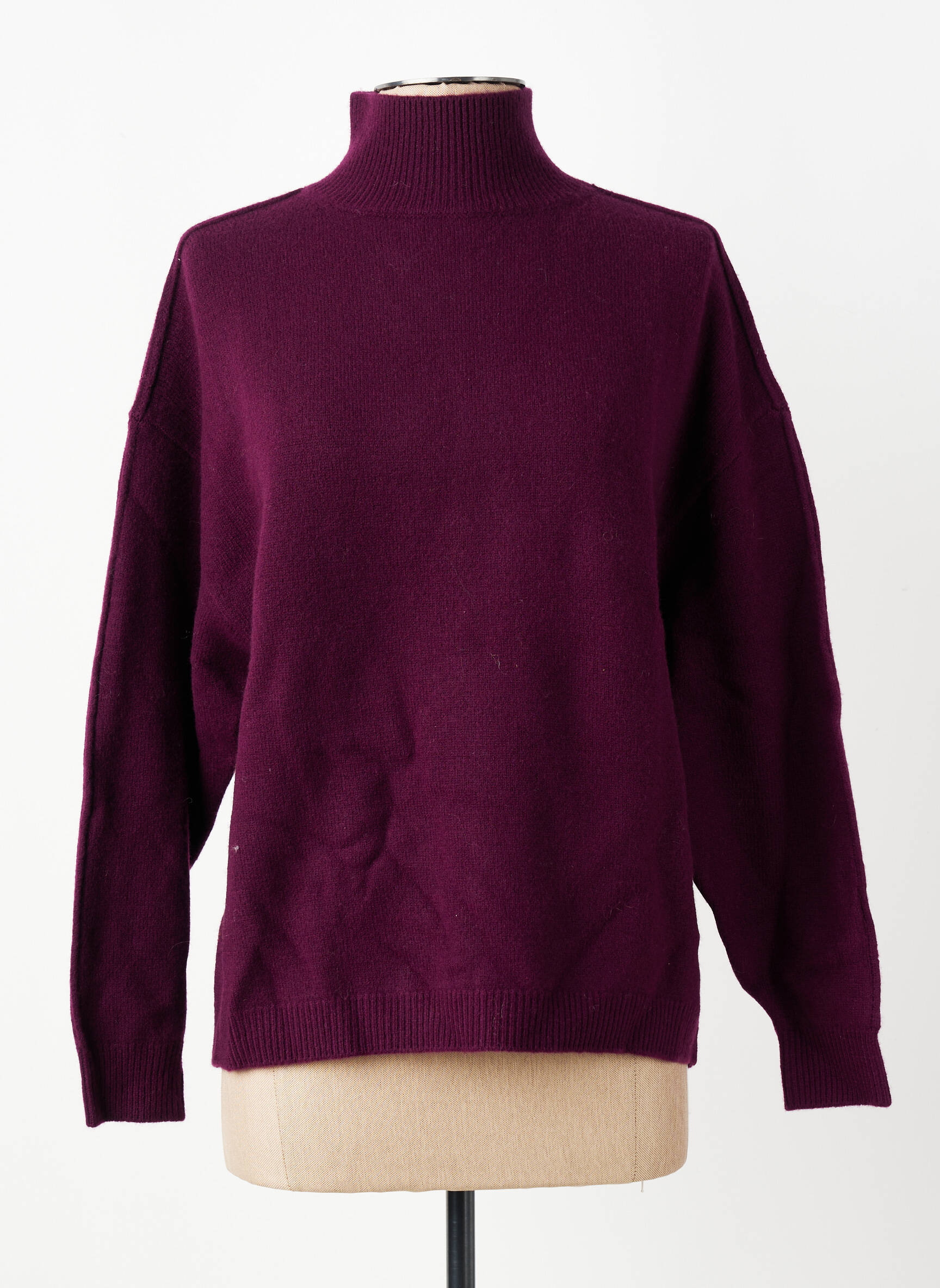 Pull col roulé coupe droite manches longues violet MKT STUDIO femme