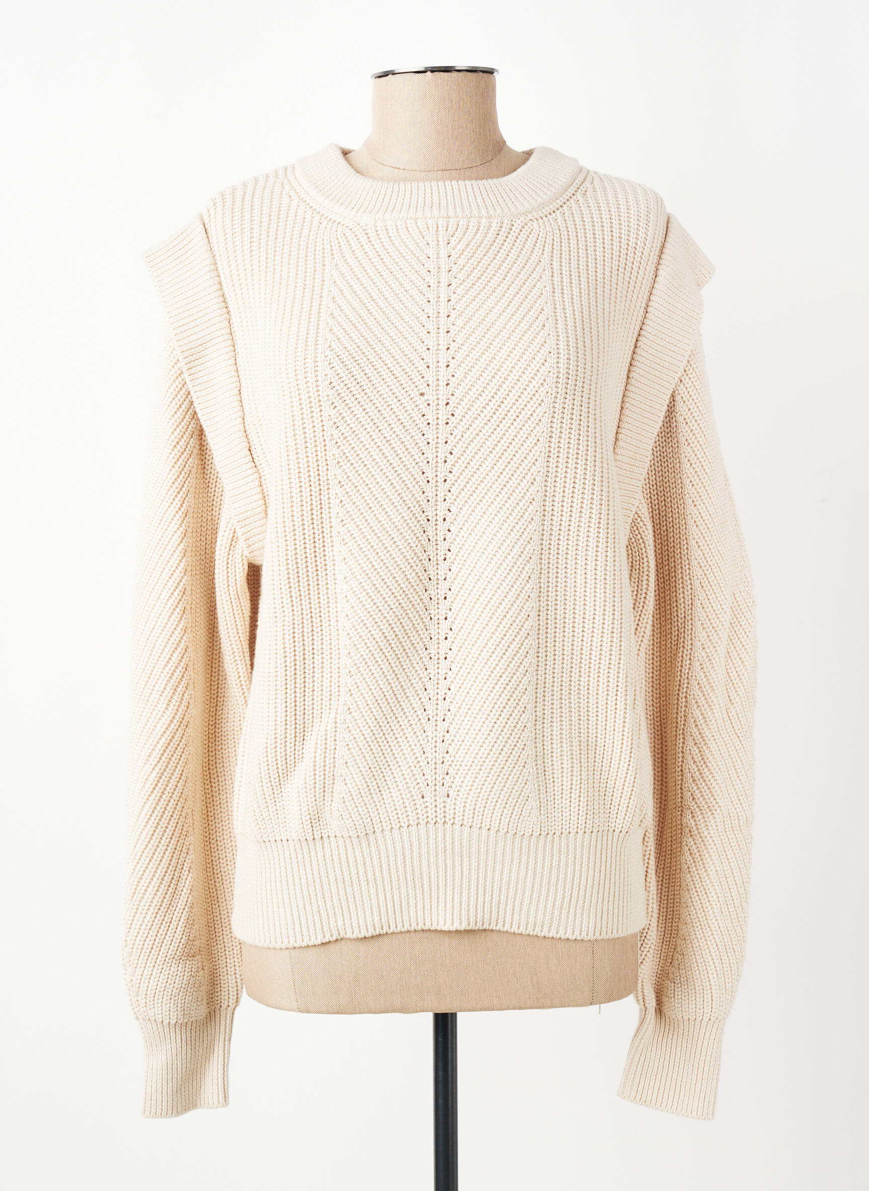 Pull coupe droite manches longues beige MKT STUDIO femme