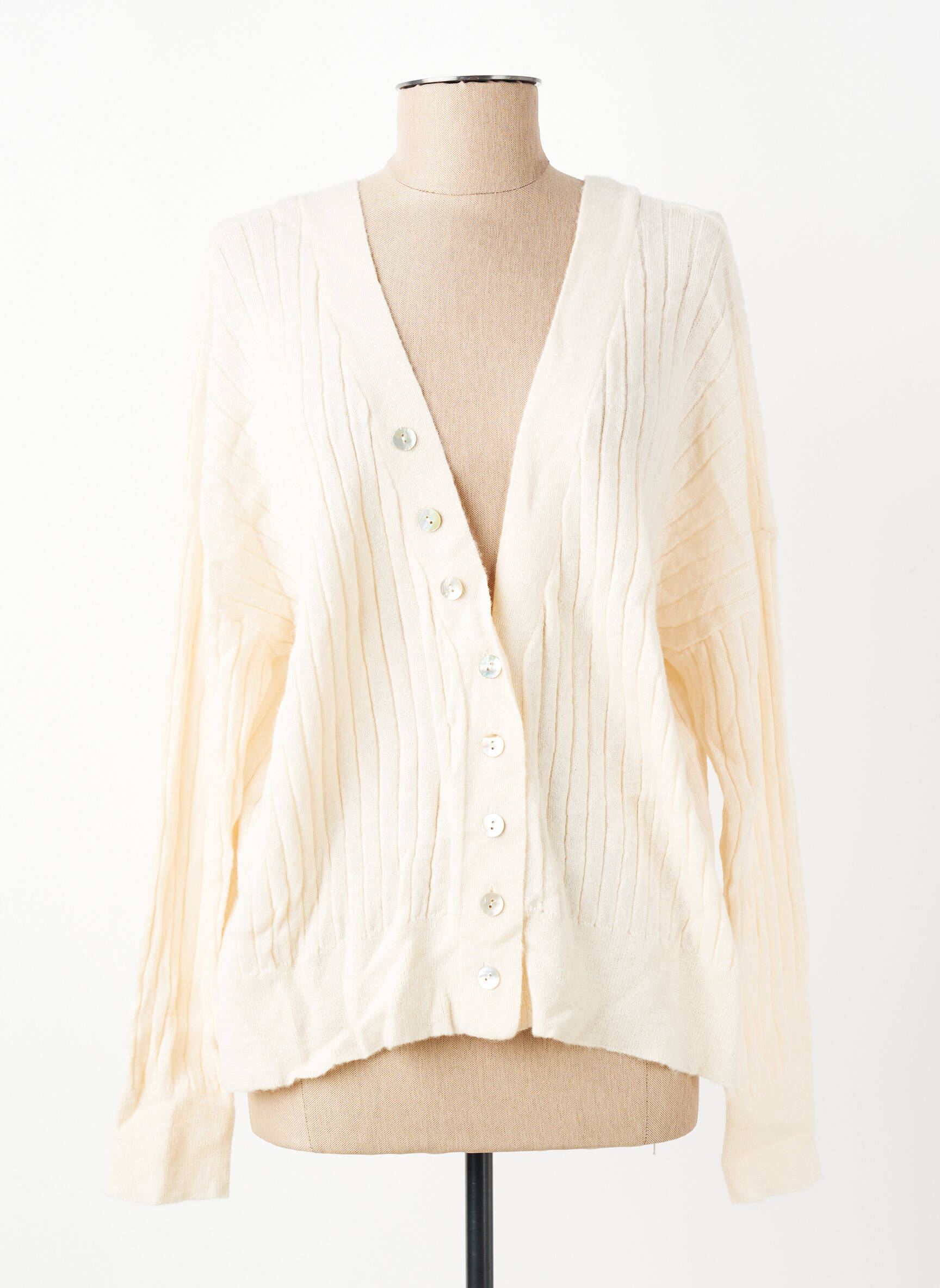 Gilet manches longues fermeture boutonnée sur le devant beige BERENICE femme