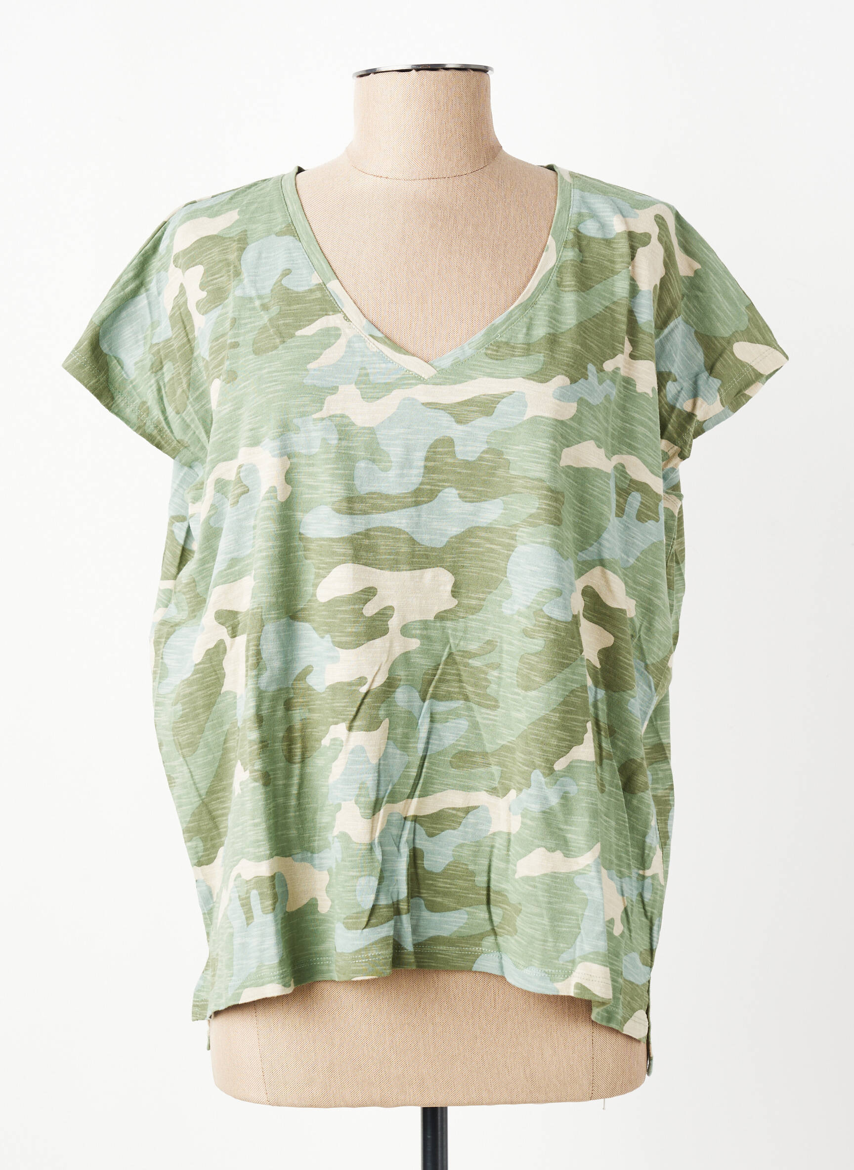 T-shirt coupe droite manches courtes vert FIVE femme