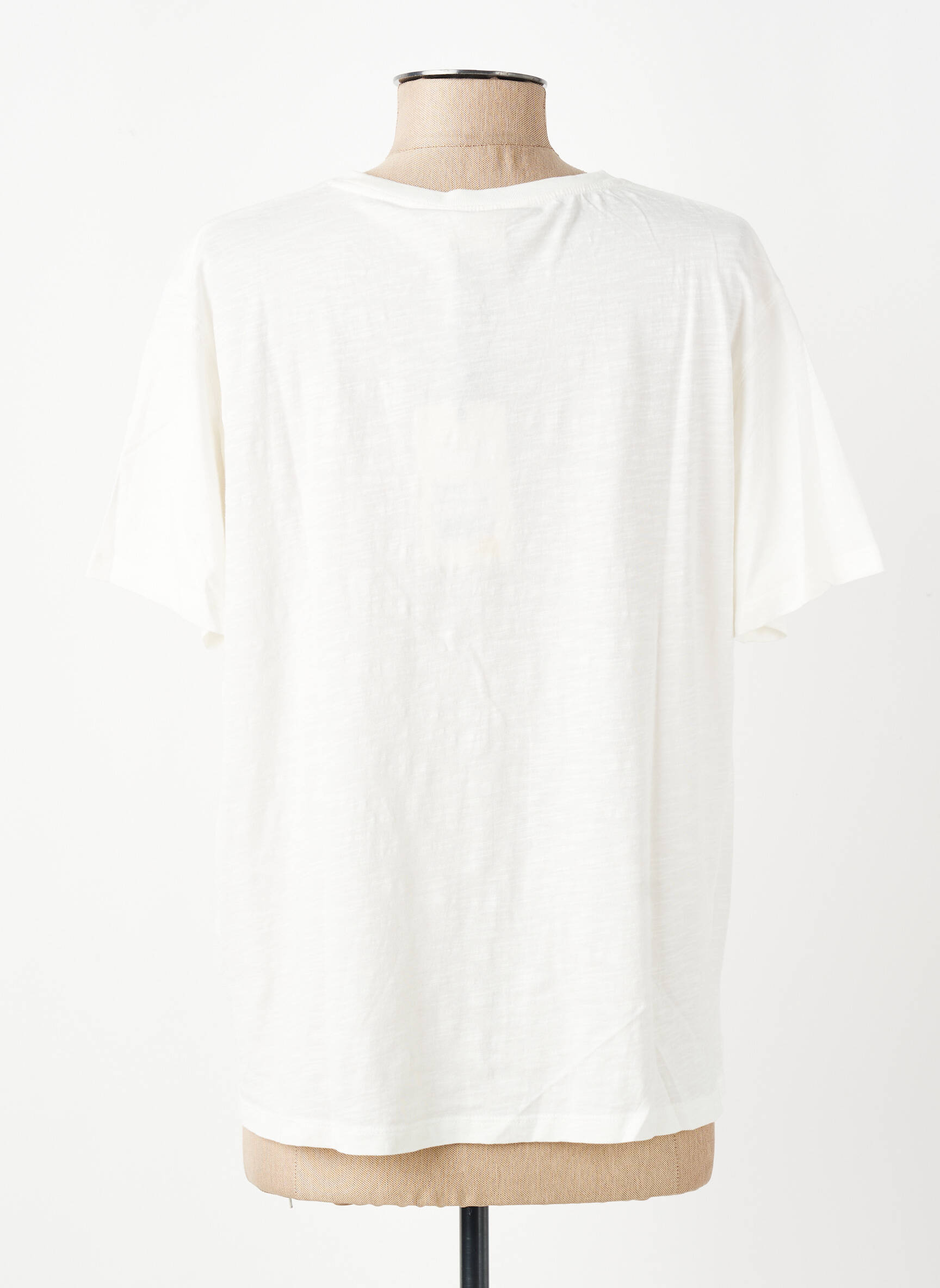 T-shirt sérigraphie floquée manches courtes blanc FIVE femme