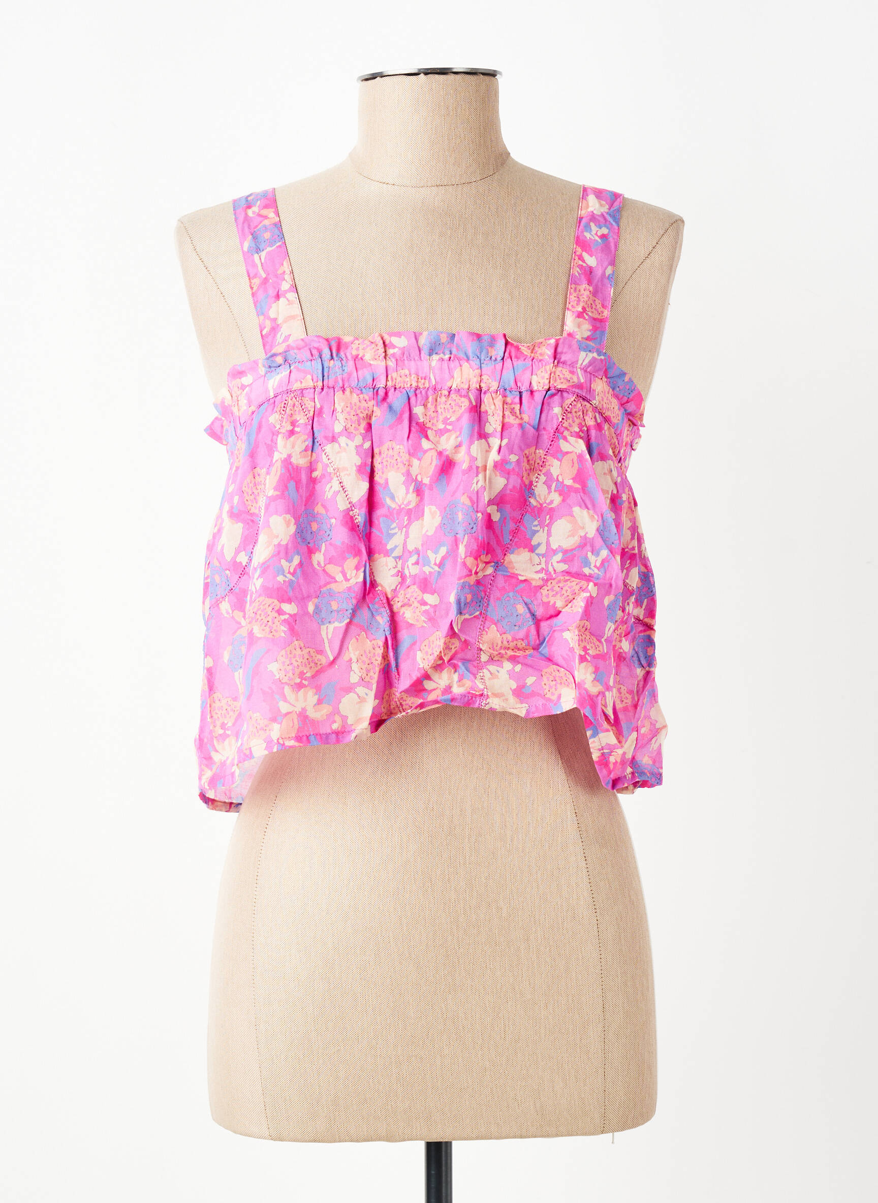 Top imprimé fantaisie sans manche rose BERENICE femme